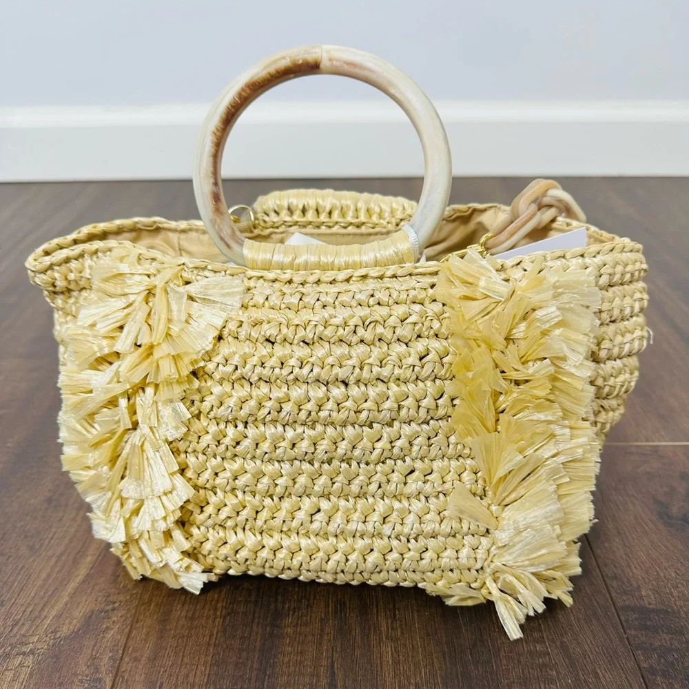 Carolina Santo Domingo Top Handle Raffia Tote - Picture 2 of 8